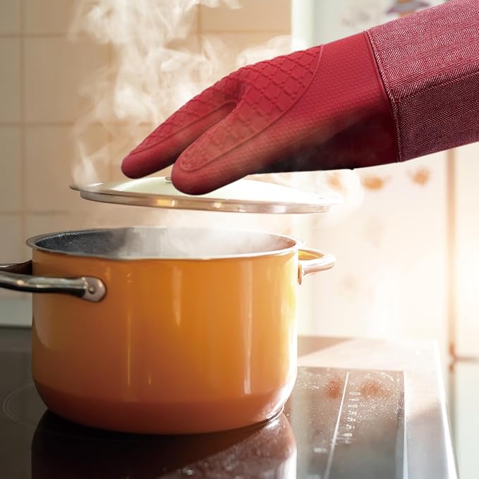 Professional Microwave Silicone Oven Mitts one Pair, Kitchen Mitten Set - Image 6