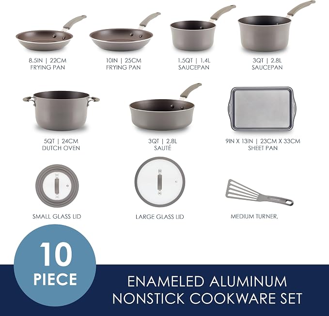 Rachael Ray Cook + Create Nonstick Cookware/Pots and Pan Set, 10 Piece - Image 2