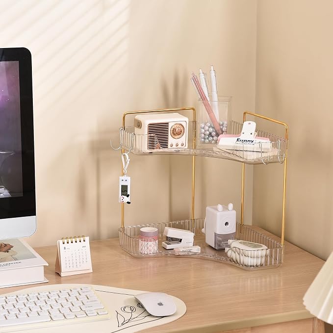 2-Tier Corner Bathroom Organizer Countertop - Image 5