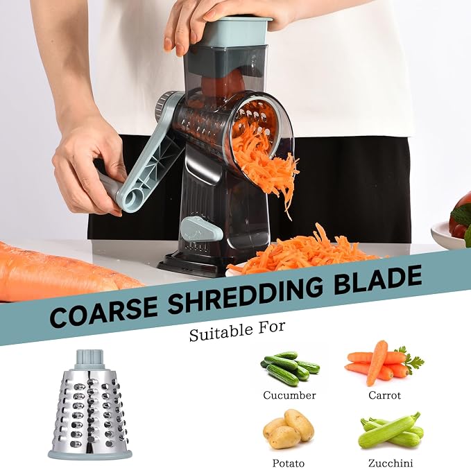 Rotary Cheese Grater with Handle Kitchen Shredder Slicer Grater Slicer Ice - Image 3