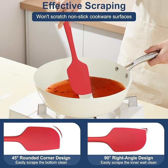 4 Pcs Silicone Spatula Set, 11.4 In, 600°F Heat Resistant Rubber Spatulas - Image 4