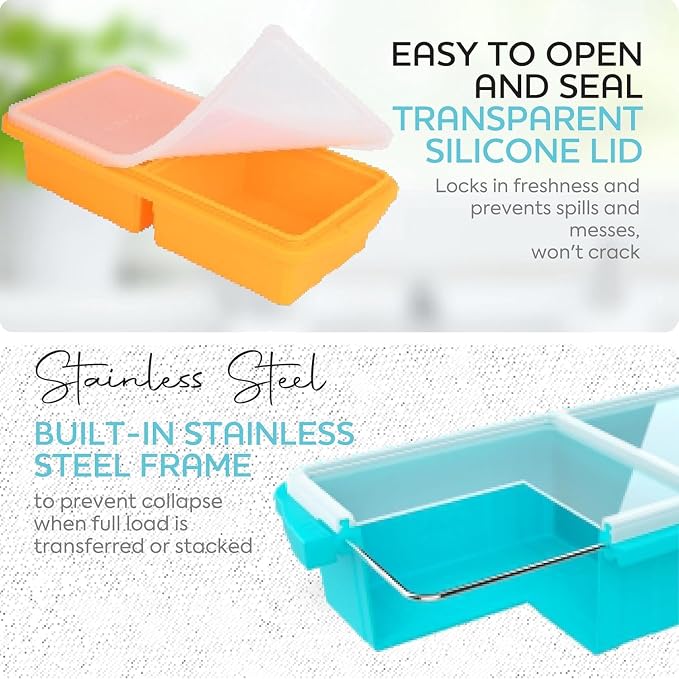 Silicone Freezer Tray With Lid-Soup Freezer Container molds-Large Ice Cube Tray - Image 3