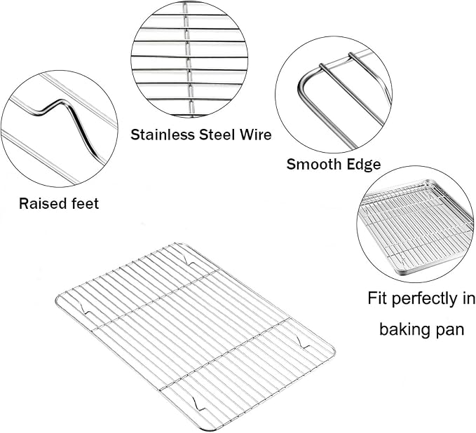 TeamFar Baking Tray and Rack Set, Stainless Steel Baking Pan Cookie Sheet - Image 6