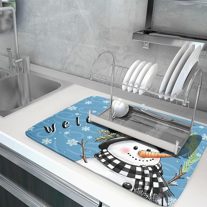 Christmas Snowman Dish Drying Mat - Image 5