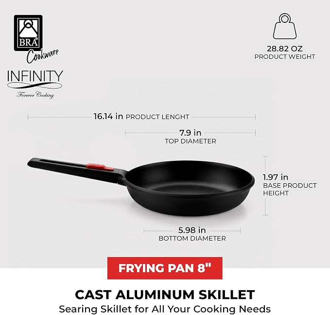 BRA COOKWARE Infinity Nonstick Frying Pan | 8-Inch Cast Aluminum Skillet | - Image 3