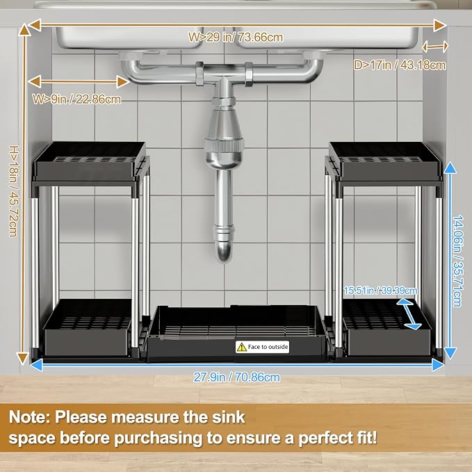 NIUXX Expandable Under Sink Organizer: 2 Tier Under Cabinet Organizer - Image 7