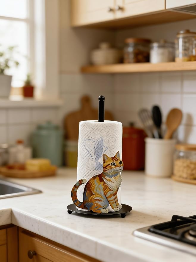 Cat Paper Towel Holder Countertop, Freestanding Paper Roll Holder, Easy - Image 3