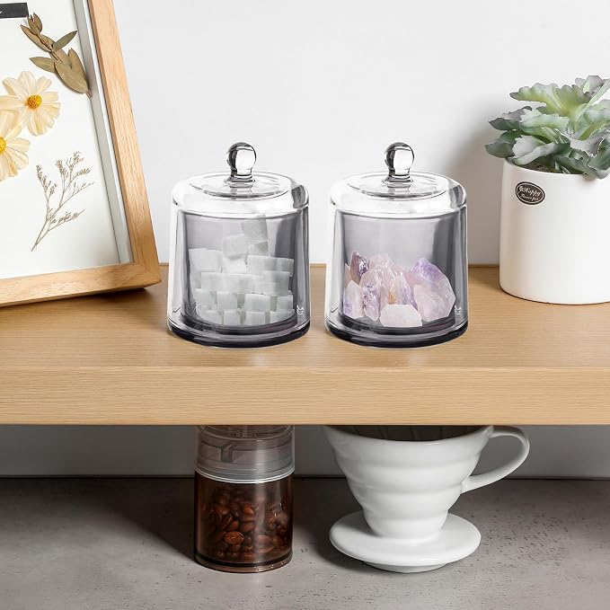 rejomiik 2 Pack Qtip Holder Thick Glass Apothecary Jars - Image 5
