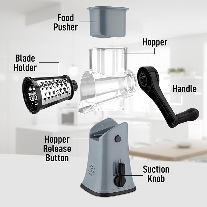Zulay Kitchen Rotary Cheese Grater 5 Blade Cheese Shredder - Image 8