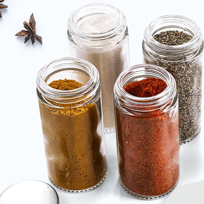 Tebery 12 Pack Round Spice Bottles 3oz Glass Spice Jars - Image 4