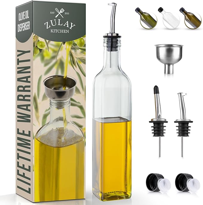 Zulay Olive Oil Dispenser For Kitchen, Glass Oil Container by ZulayKitchen