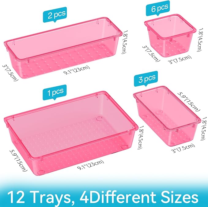 ElegantArray 12 PCS Drawer Organizer Set, 4 Sizes Tool Storage Trays - Image 4