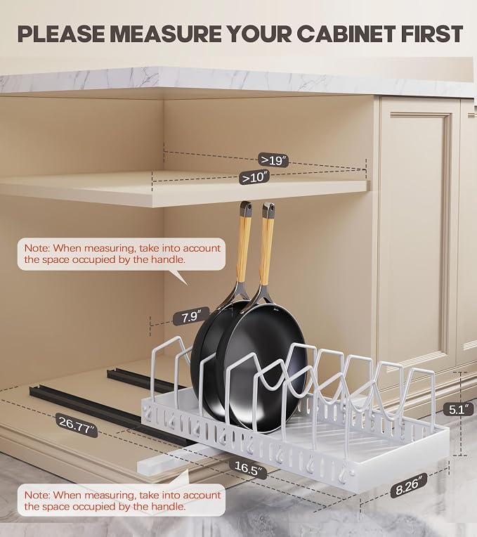 Lozovin Pull Out Pots and Pans Organizer Under Cabinet, Sliding Lid Holder and - Image 2