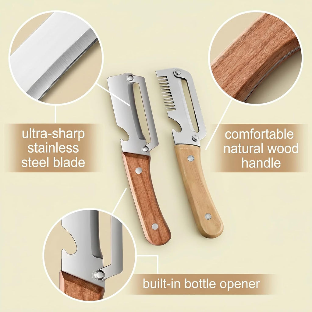 2 Pieces 2 in 1 Multi Functional Vegetable Peelers for Kitchen with