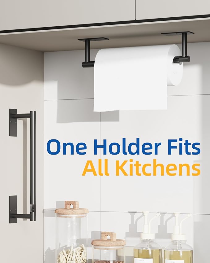 RUACQ Paper Towel Holder Under Cabinet, Wall Mounted or Adhesive Stainless - Image 7