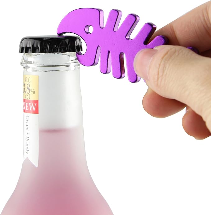 SWATOM Fish Bone 6PCS Bottle Opener Keychain Beer Openers Tool Key Chain Ring - Image 7