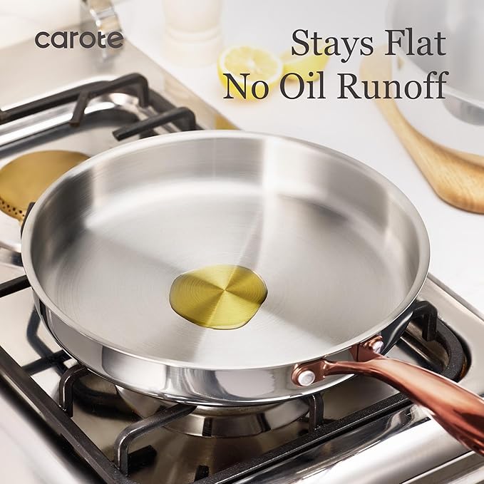 CAROTE 21pcs Tri-Ply Stainless Steel Cookware Set, Pots and Pans Set, Non Toxic - Image 6