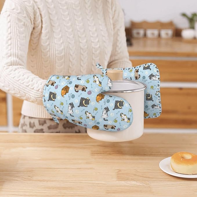 Cute Cat Oven Mitts and Pot Holders Set - Image 2