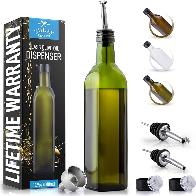 Zulay Kitchen 17oz Olive Oil Dispenser Bottle – Glass Oil Cruet by ZulayKitchen
