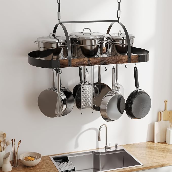 Hanging Pot Rack, 32-Inch Ceiling Pot Rack - Image 8