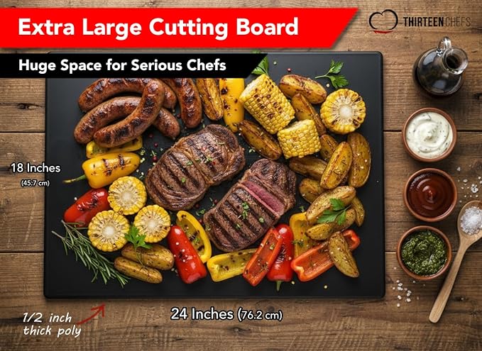 Thirteen Chefs Extra Large 24 x 18 Black Cutting Board - Image 2