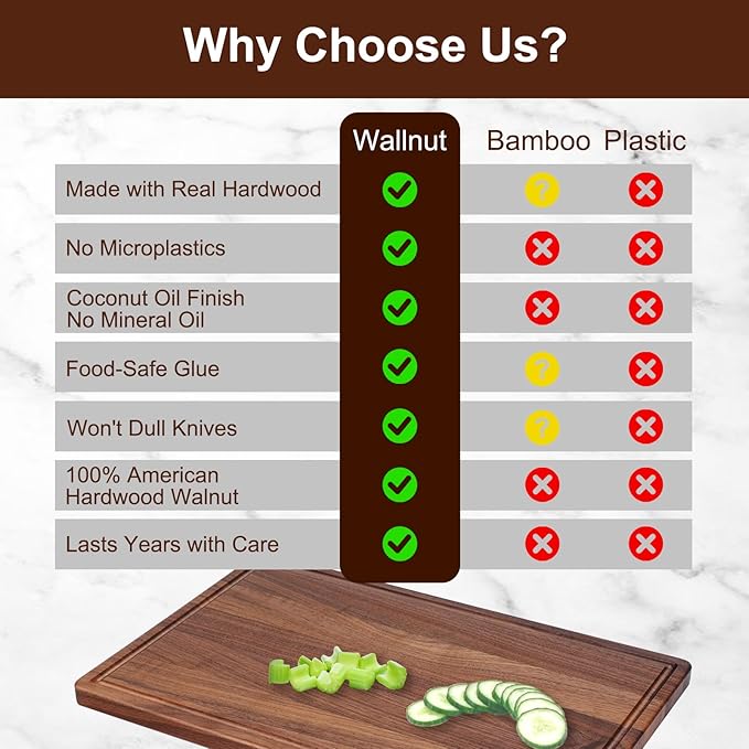 Walnut Wooden Cutting Boards for Kitchen, Solid Wood Cutting Board Set - Image 5