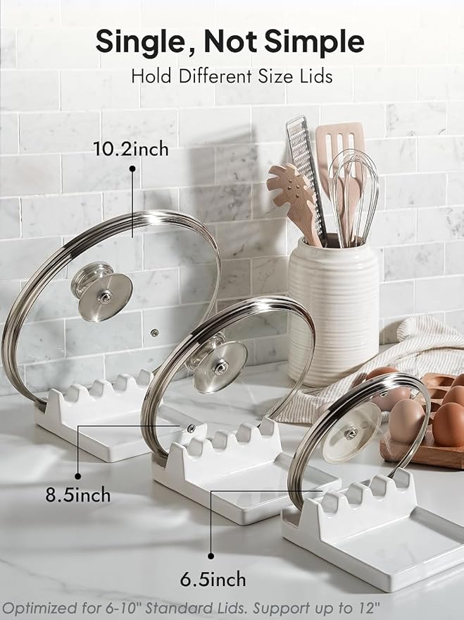 LE TAUCI Ceramic Spoon Rest for Stove Top, Spoon and Lid Rest for Kitchen - Image 4