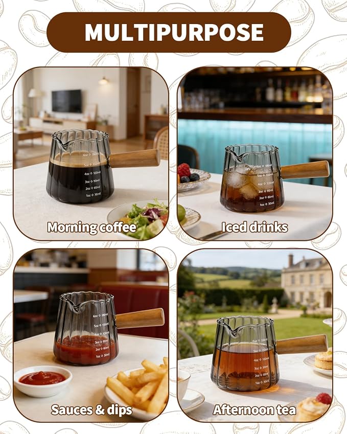 2 Pack Espresso Measuring Cup, 6oz Borosilicate Glass Espresso Cups - Image 7
