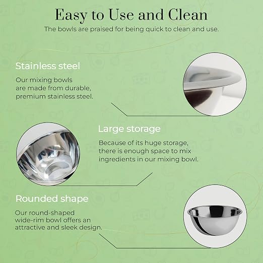 OCS Parts 8 Quart Mixing Bowls | Set of 2 | 13.25-Inch Stainless Steel - Image 7