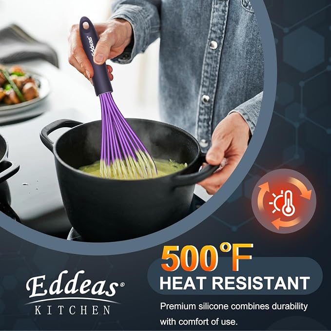 Eddeas Silicone Whisk, 500°F Heat Resistant Non Scratch Coated Whisks - Image 3