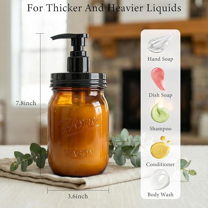 Amolliar Plastic Mason Jar Soap Dispenser - Image 3