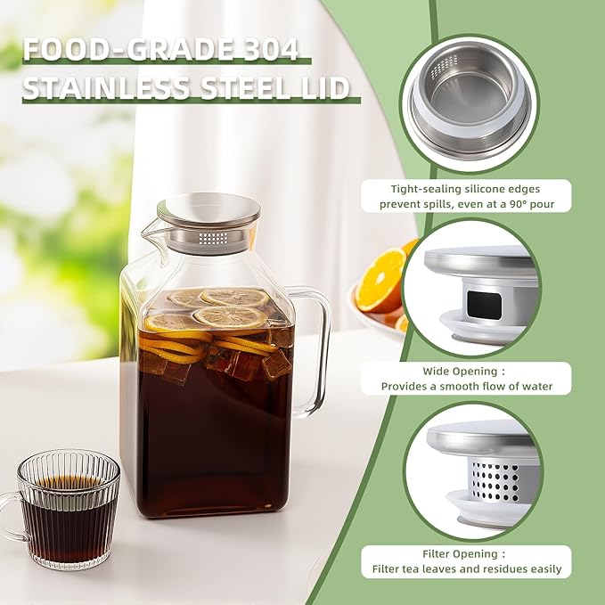 Hannadepot Glass Pitcher, 3.6L/122 oz Glass Water Pitcher - Image 4