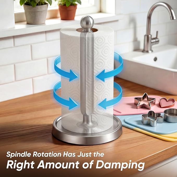 theaoo Paper Towel Holder Countertop, One-Handed Tear Paper Towel Stand - Image 3