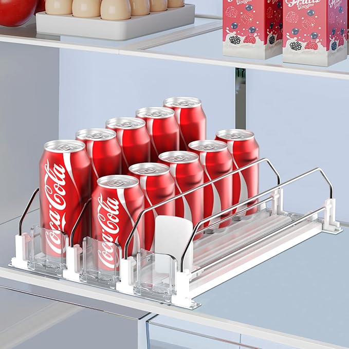 IBORING Drink Organizer for Fridge, Self Pushing Fridge Drink Organizer by IBORING