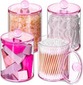 XIPENGKEJI 4 Pack Qtip Holder, Canister Apothecary Jar Set, Bathroom Jars by XIPENGKEJI