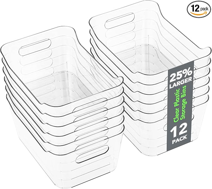 Tiawudi 12 Pack Plastic Storage Bins, Pantry Organizer, Shelf and Fridge by Tiawudi