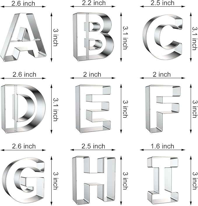 Alphabet Letter Cookie Cutters Shapes Large 3 Inch - Image 2