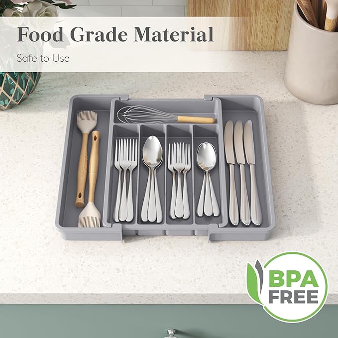 Lifewit Silverware Drawer Organizer, Expandable Utensil Tray - Image 6
