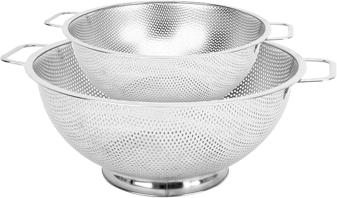 2PCS Colander for Kitchen, 3QT and 5QT, Stainless Steel Colander Strainer by Kteniy