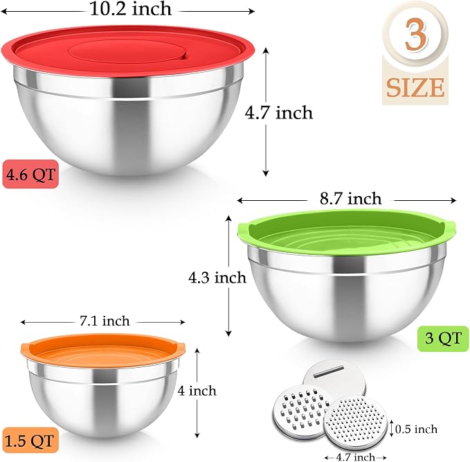 TeamFar Mixing Bowls, Stainless Steel Nesting Salad Bowls - Image 2