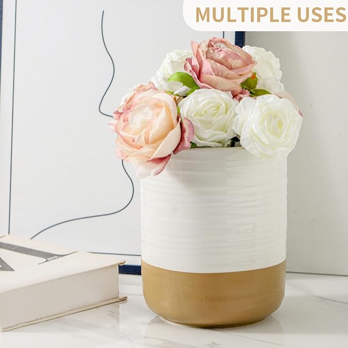 HASENSE Utensil Holder, 7.4" x 6.2" Ceramic Utensil Holder - Image 4