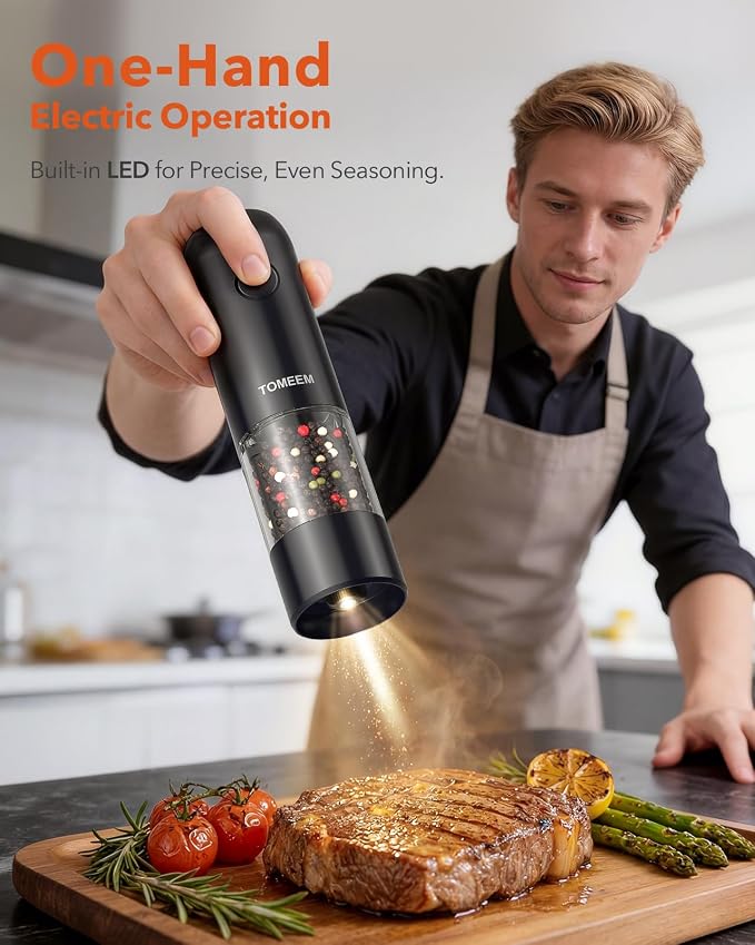 TOMEEM Electric Salt and Pepper Grinder Set - Image 2