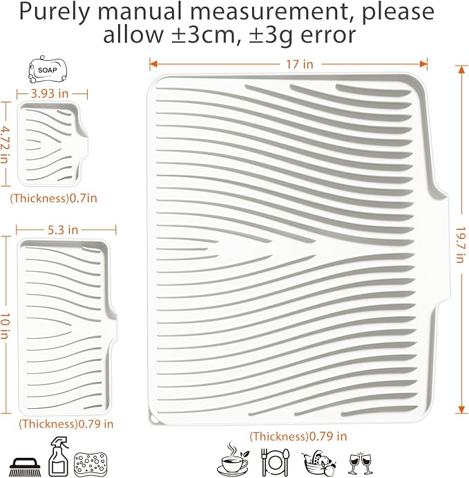 Silicone Dish Drying Mat for Kitchen Counter, Dish Drying Pad, Non-Slip Drain - Image 2