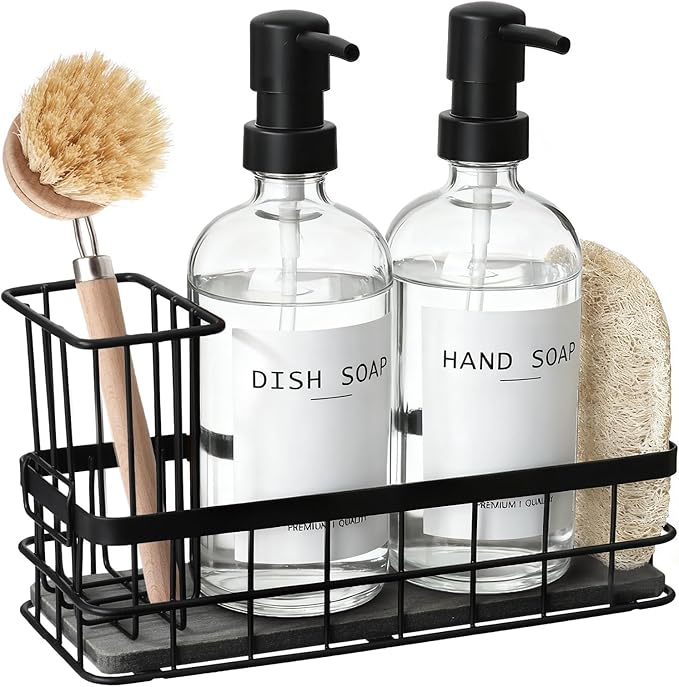 Dish Soap Dispenser for Kitchen, 16.9 fl oz Clear Hand and Dish Soap Dispensers by RYTOXILOBrightenUpYourHome