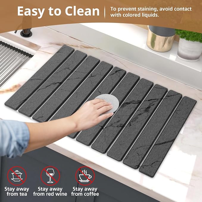2 PCS Large Stone Dish Drying Mat - Image 6