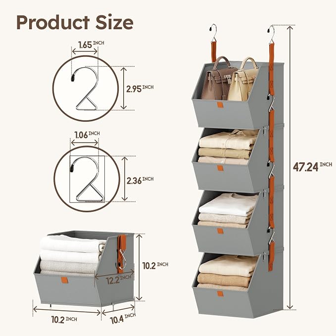 Homsorout Hanging Closet Organizer 4 Tier - Image 7