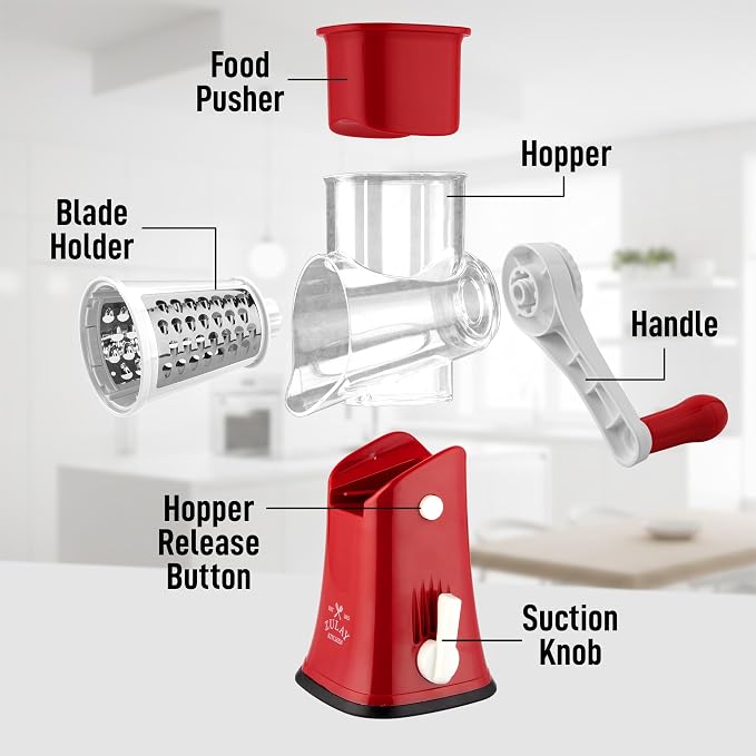 Zulay Kitchen Rotary Cheese Grater 5 Blade Cheese Shredder - Image 8