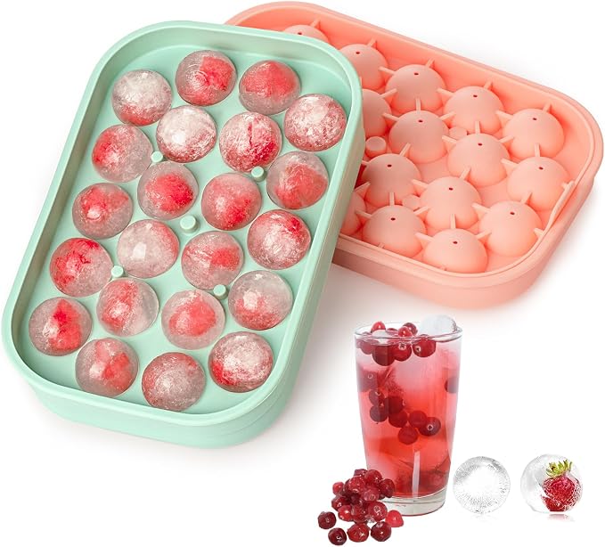 Ice Cube Tray, 2 Pack Flexible Silicone 22 Ice Balls Maker by VVAYHUA