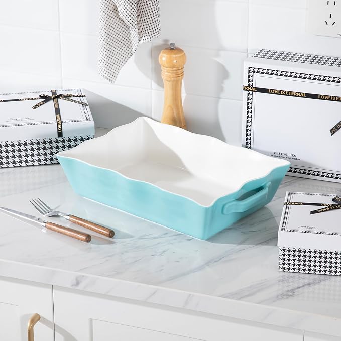 Sweejar Casserole Dishes for Oven, Ceramic 9x13 Baking Dish, Wave Edge Bakeware - Image 6