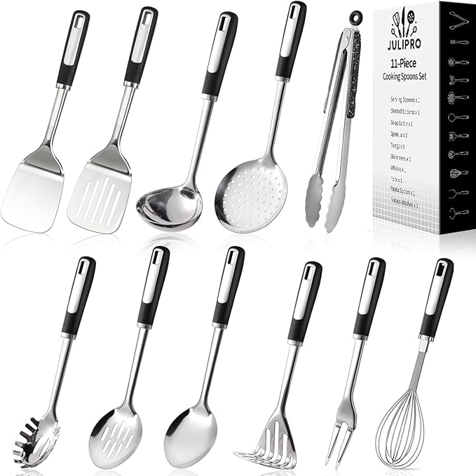 Stainless Steel Kitchen Utensil Set – Premium Thickened Cooking Utensils Set by JULIPRO